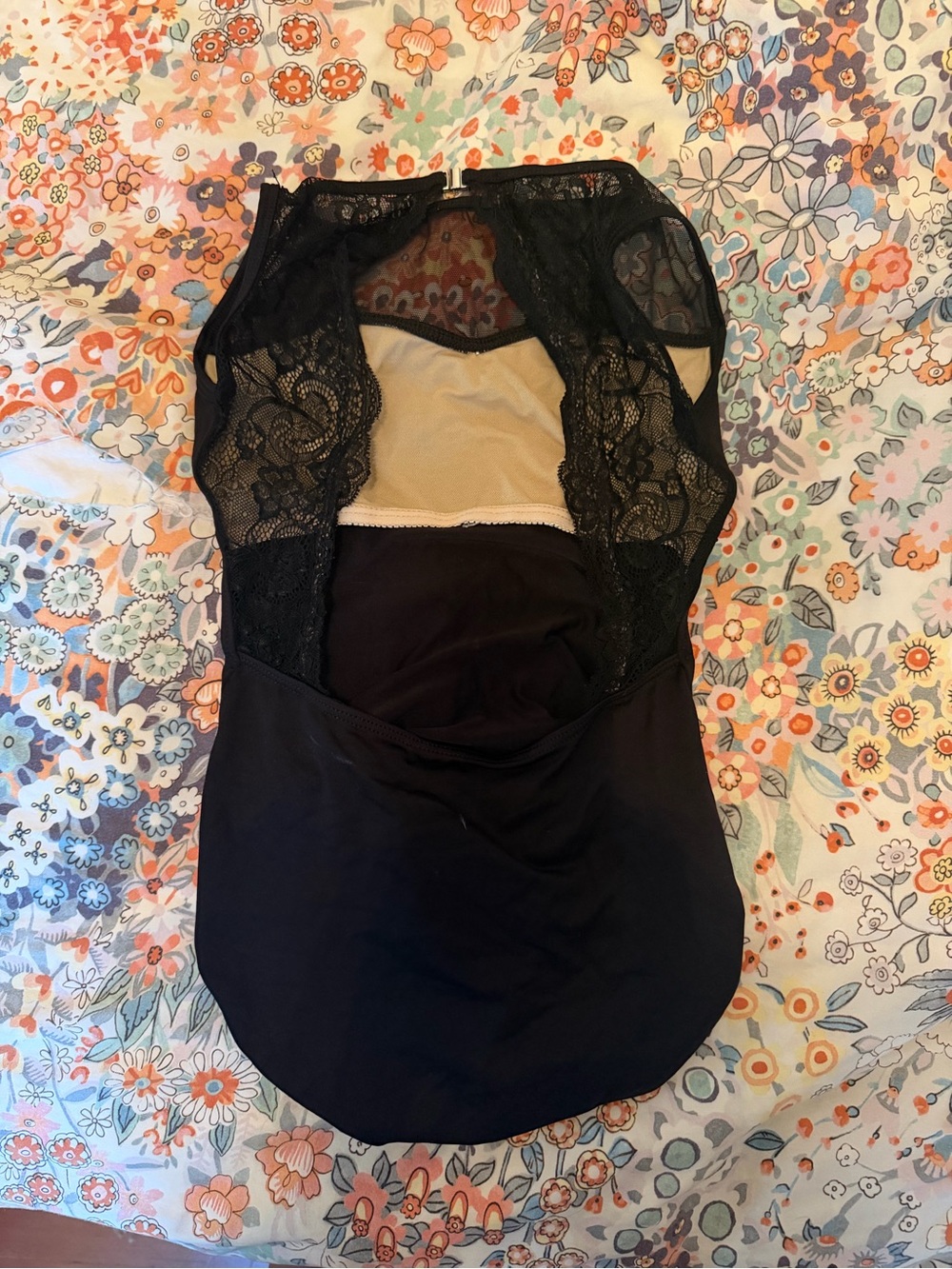 Black Lace Trim ballet leotard